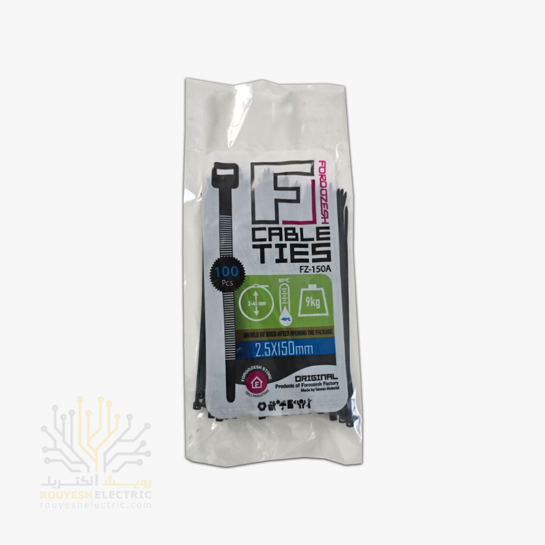 بست کمربندی 15 سانت برند فروزش ضخامت 2/5 مشکی