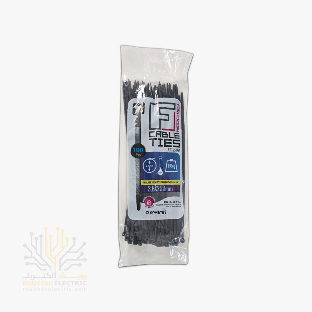 بست کمربندی 25 سانت برند فروزش ضخامت 3/6 مشکی