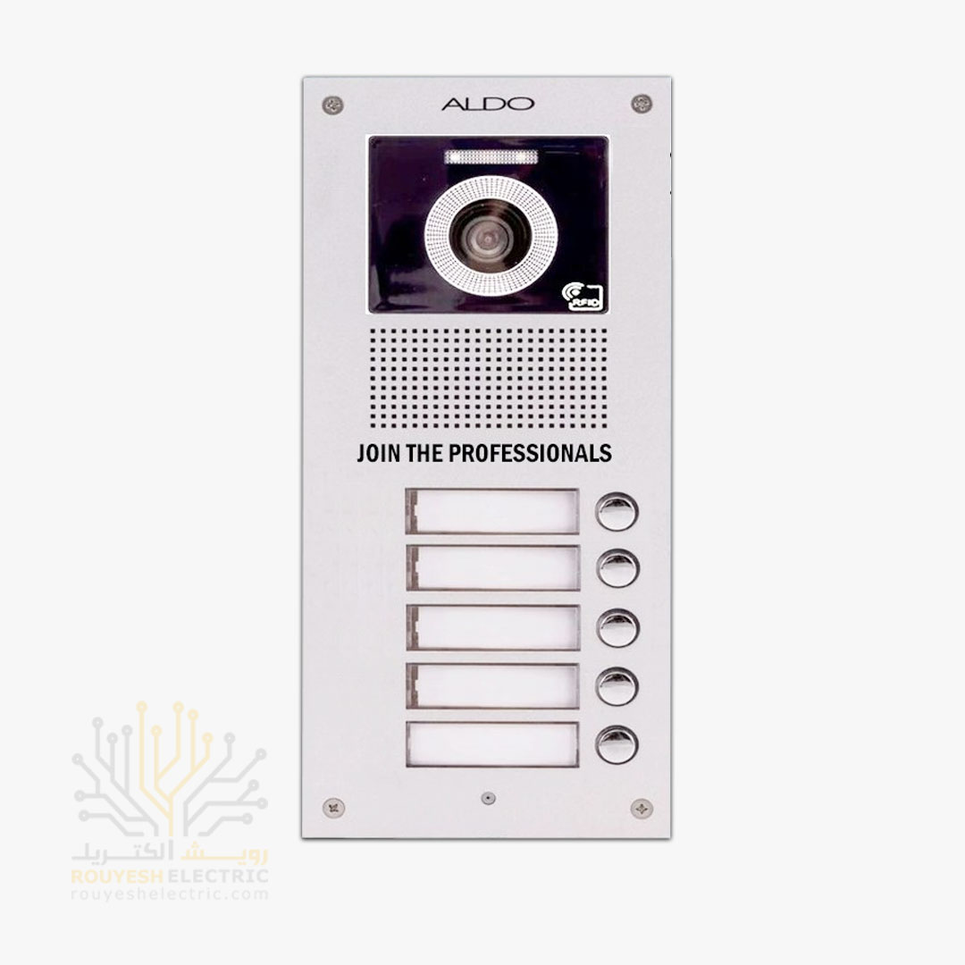 پنل ایفون تصویری برند الدو 5 واحدی مدل URF کارتی