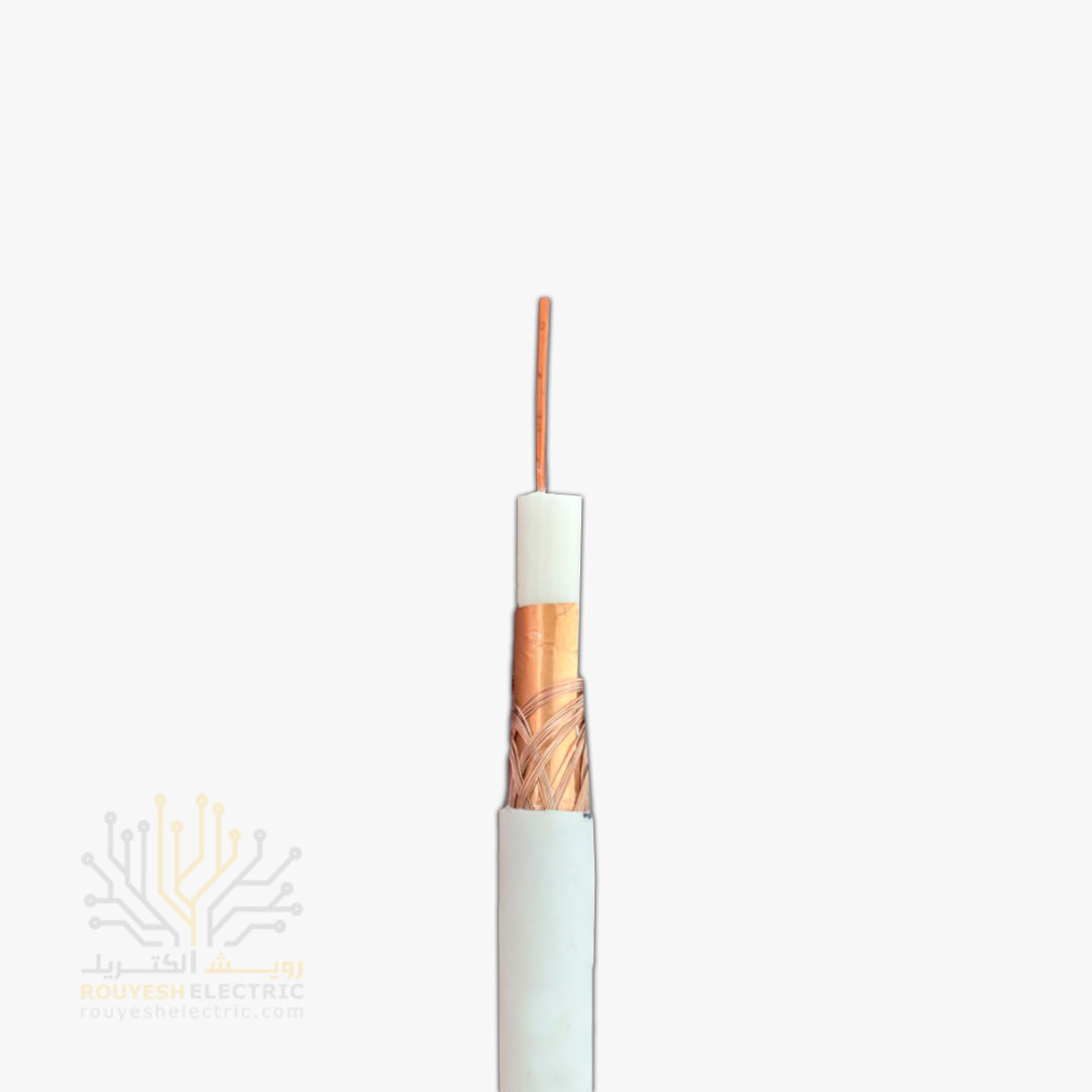 کابل آنتن برند تک سیم کرمان مدل مهتاب مغز مس 0/70 شیلد رنگ مس 80 رشته قرقره 600 متری