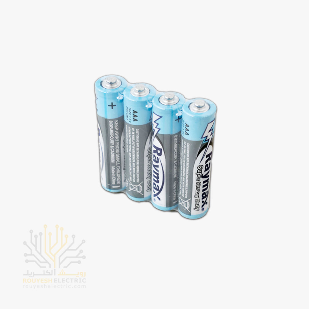 باطری نیم قلمی معمولی برند رایمکس شیرینگ 4 تایی