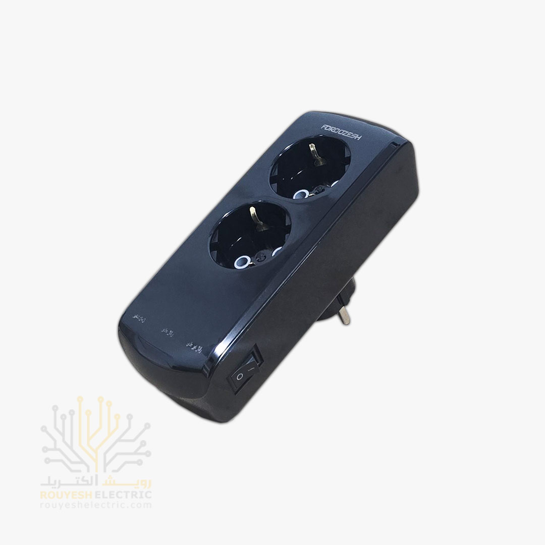 محافظ برق یخچال برند فروزش مدل LT200W لوتوس ارتدار کلید دار 2 خانه آنالوگ بدنه مشکی دیواری