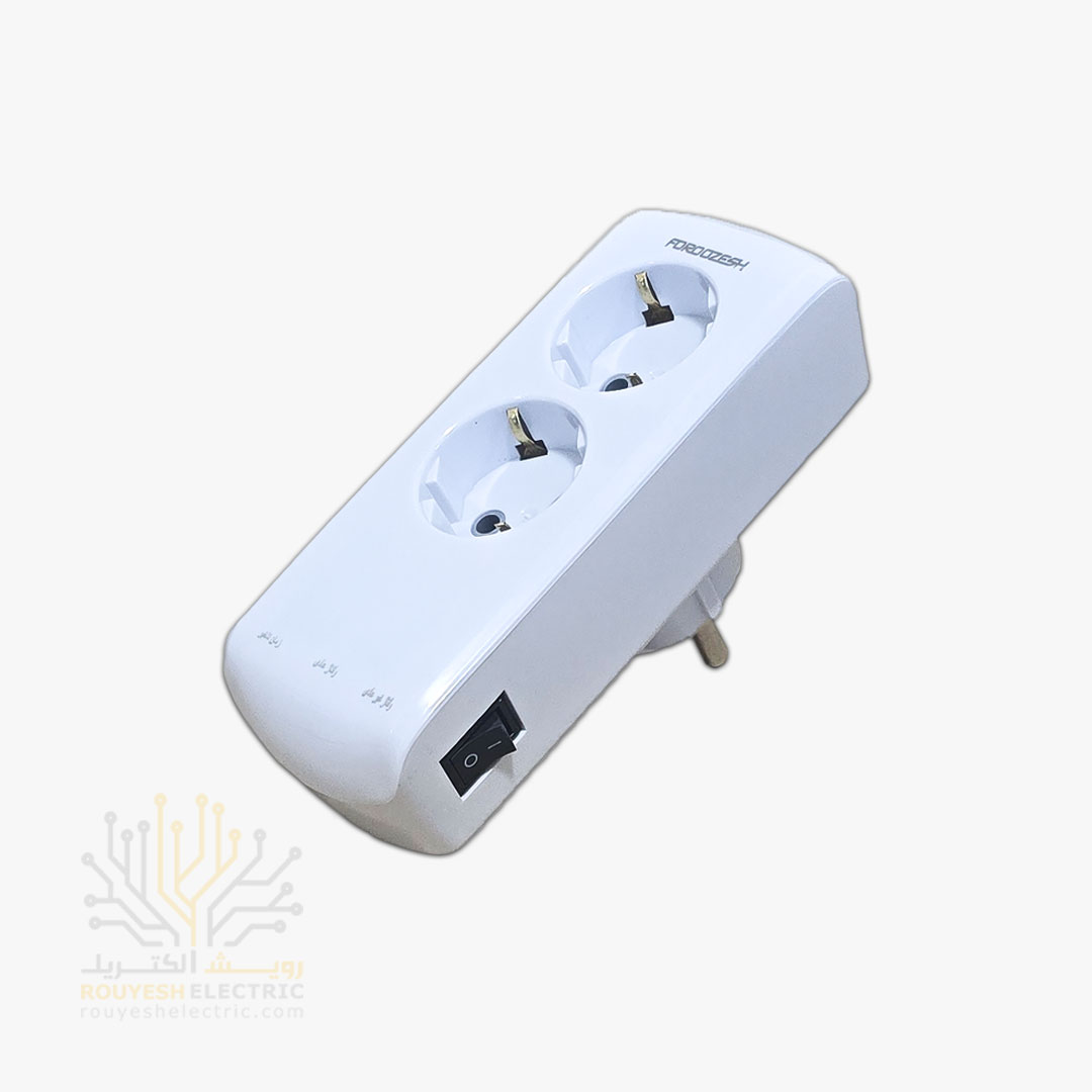 محافظ برق یخچال برند فروزش مدل LT200W لوتوس ارتدار کلید دار 2 خانه آنالوگ بدنه سفید دیواری