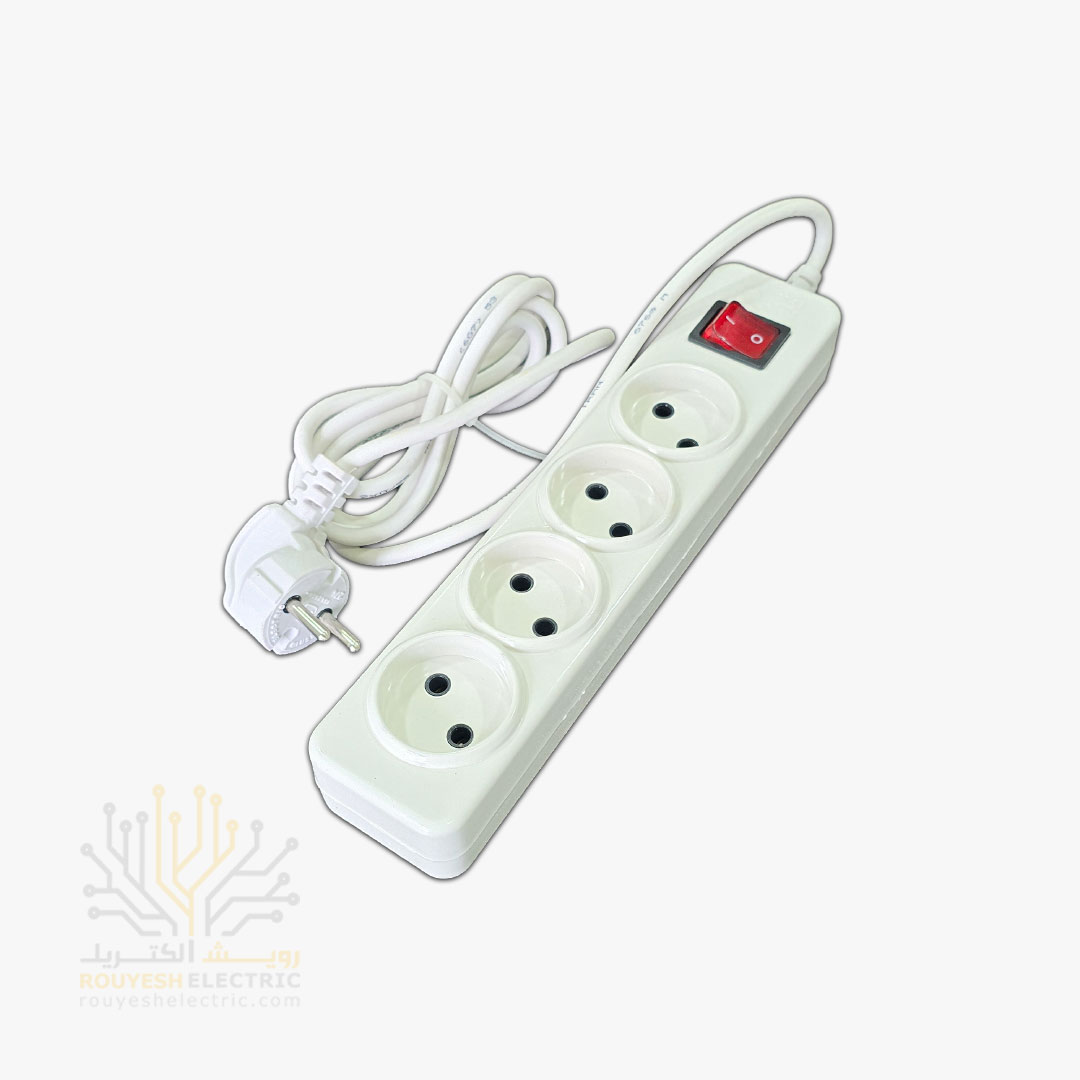 چهار راهی برق سیار برند افق مدل 403 استاندارد کلید دار کابل 1/8 متری