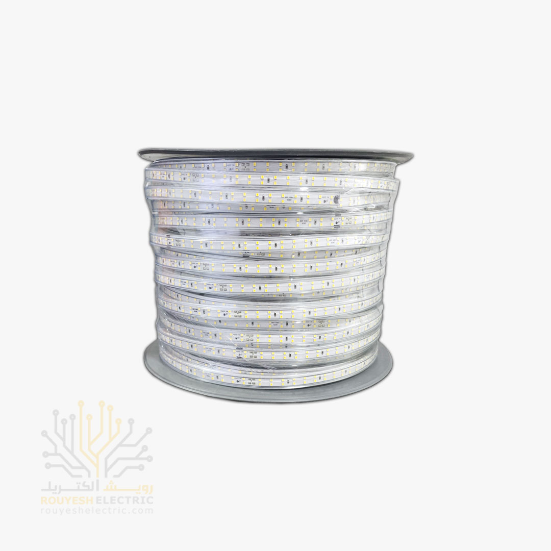 ریسه شلنگی وایرلس برند شارو لایت 28X35 دو لاین تراکم 180 برش 20 سانت 13 میل رنگ آفتابی 100 متری