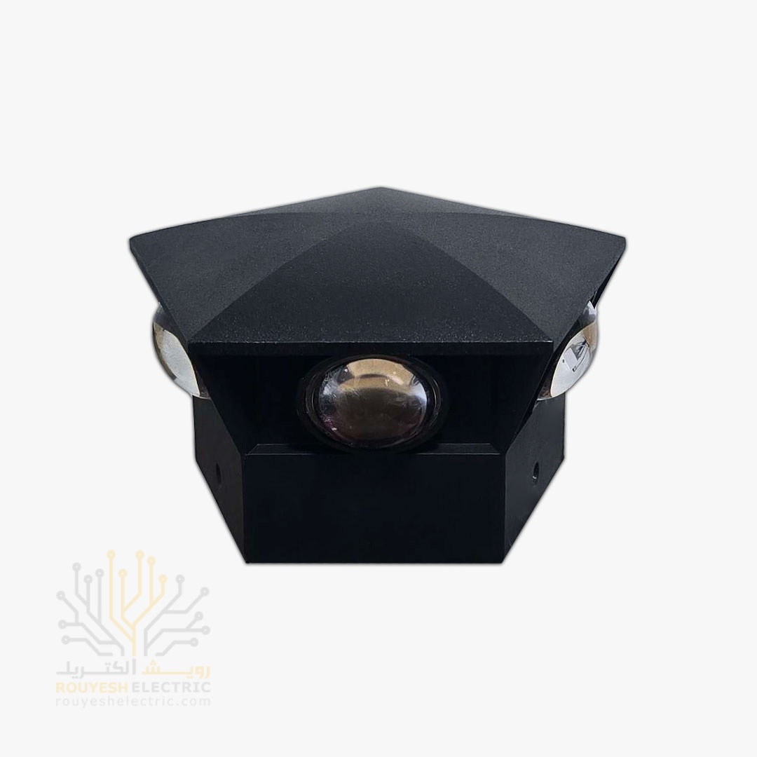 چراغ دکوراتیو 5 وات برند ایران مهر پنج طرفه کد ایران 46 بدنه مشکی نور آفتابی 6 ماه گارانتی