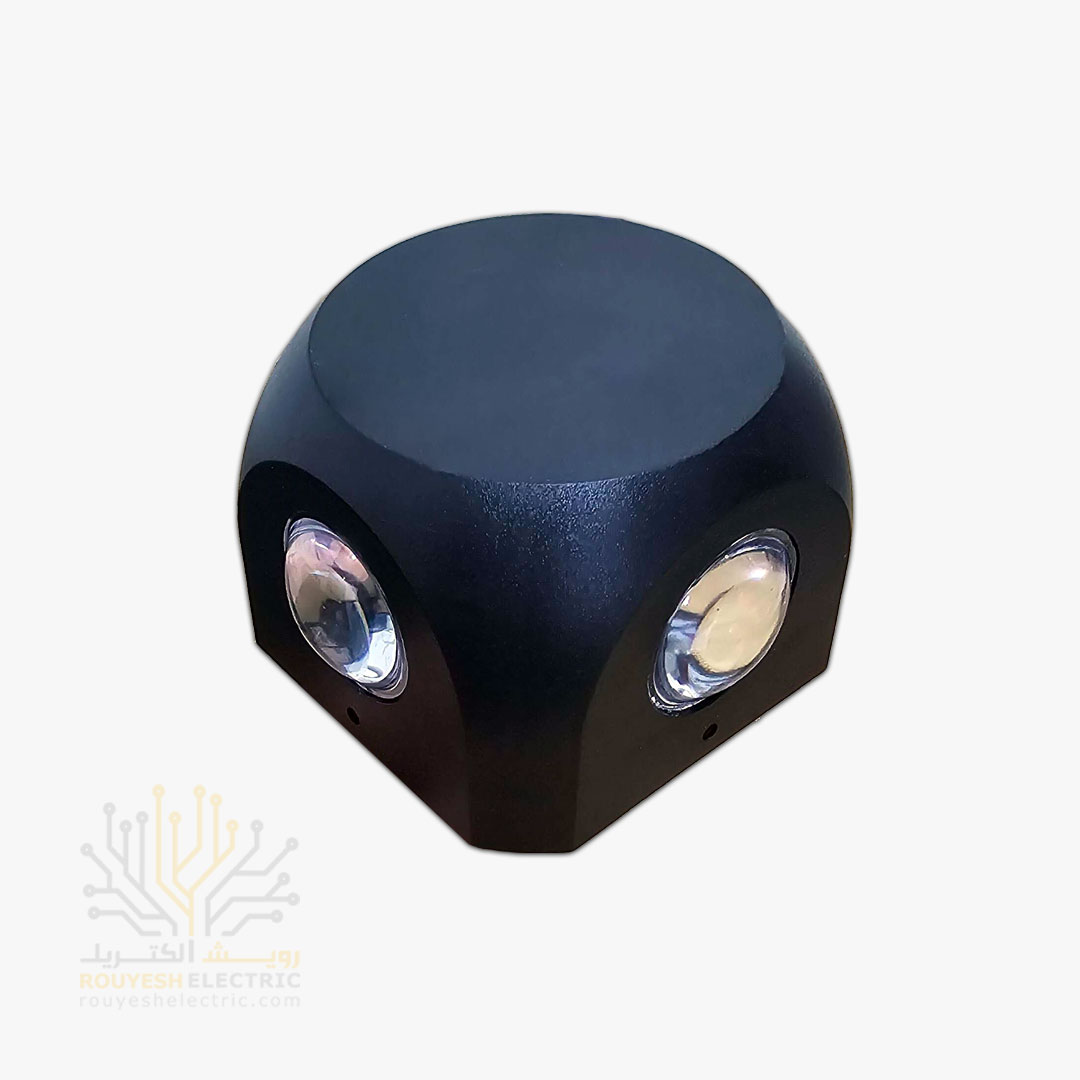 چراغ دکوراتیو 4 وات برند ایران مهر چهار طرفه کد ایران 42 بدنه مشکی نور آفتابی 6 ماه گارانتی