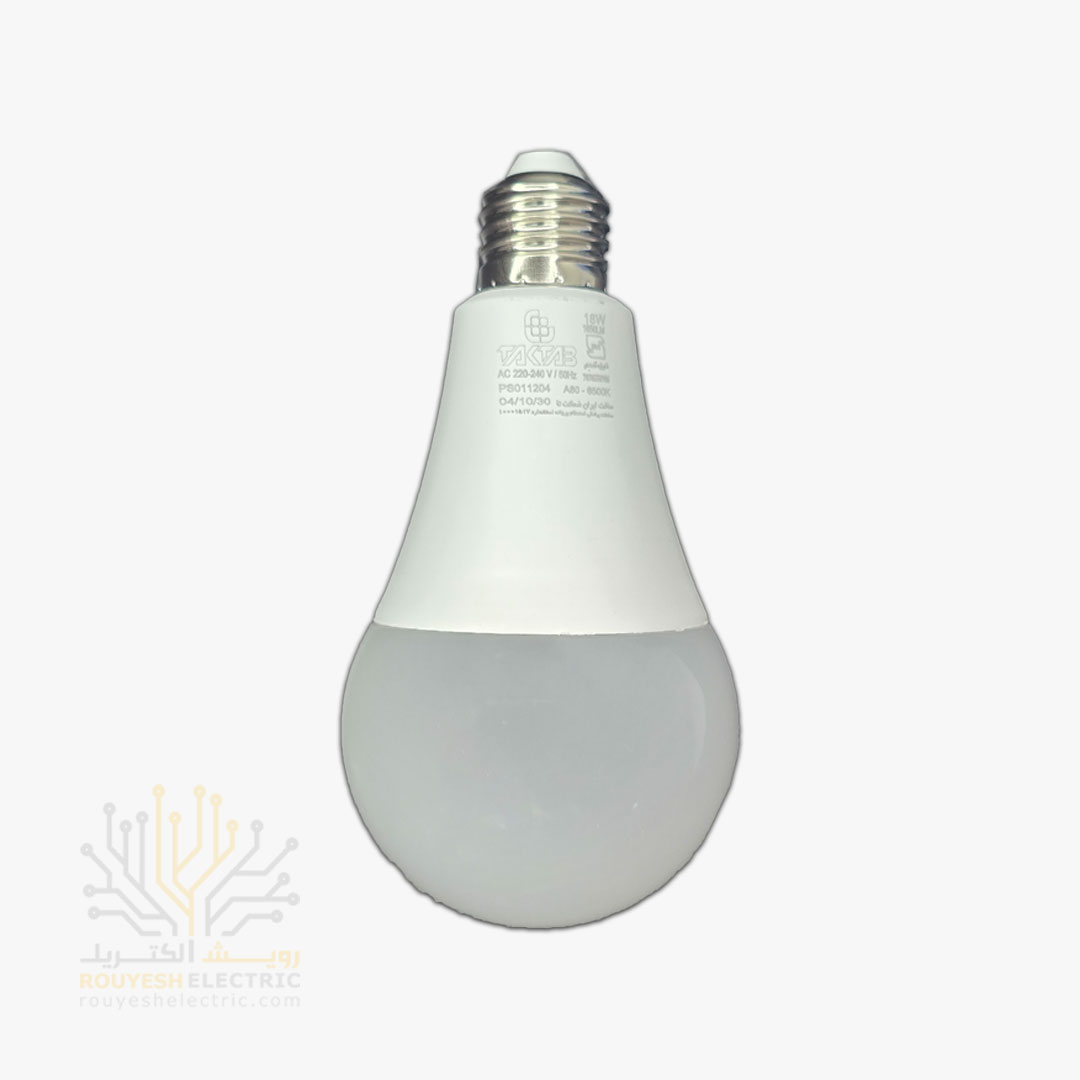 لامپ ال ای دی 18 وات حبابی برند تک تاب مهتابی