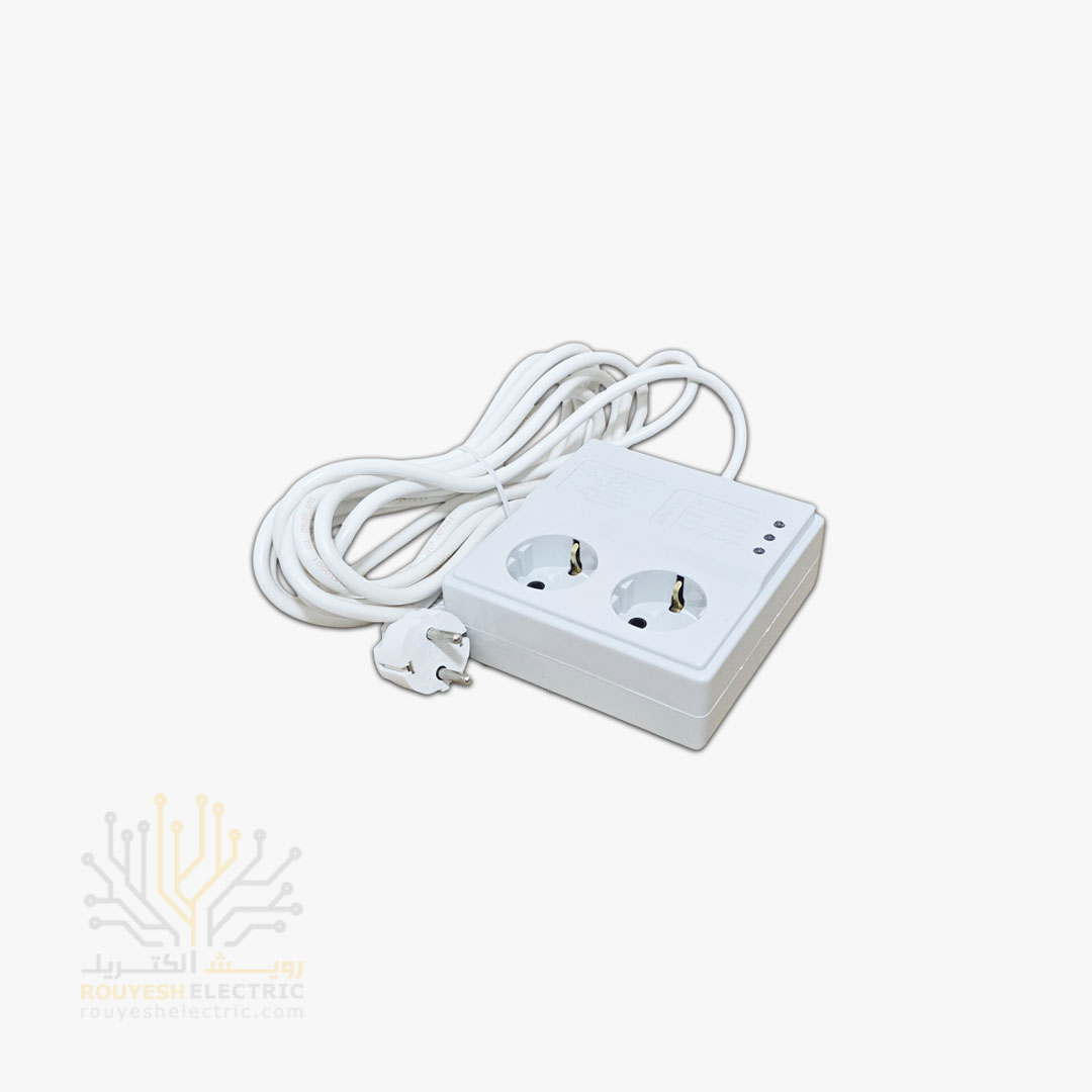 محافظ برق یخچال برند پارت الکتریک کد 903 دو خانه ارتدار مغزی سرامیک 10 آمپر آنالوگ 5 متری