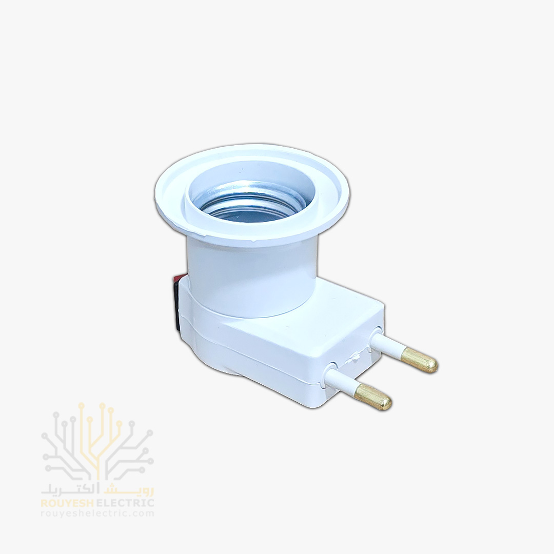 سرپیچ لامپ دوشاخه دار برند مایا کلید دار سفید ایرانی