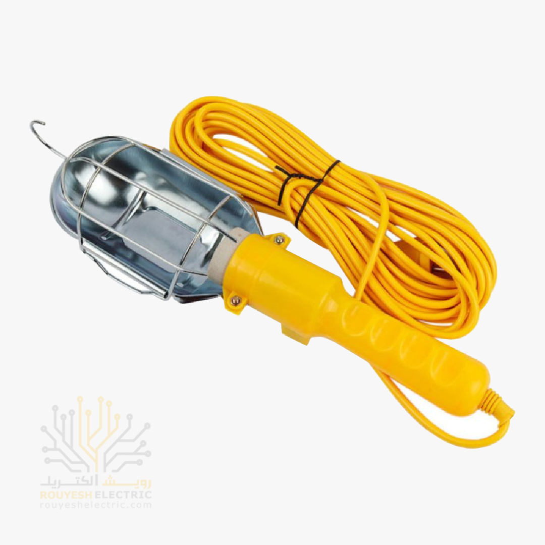 چراغ سیار دستی دوره گرد 220 ولت سرپیچ E27 کلید دار 5 متری