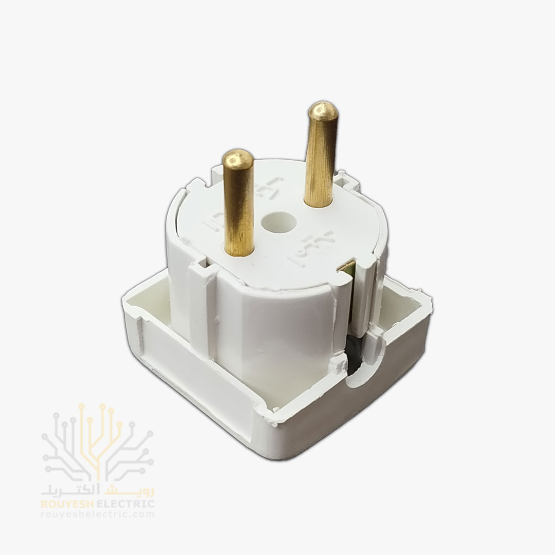 دوشاخه برق مربع برند امید الکتریک میله برنجی رنگ سفید