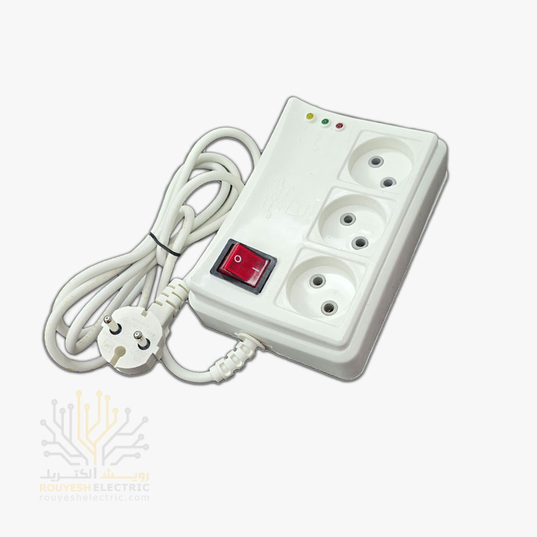 محافظ برق یخچال برند فروزش مدل FR231 کلید دار سه خانه 1/8 متری