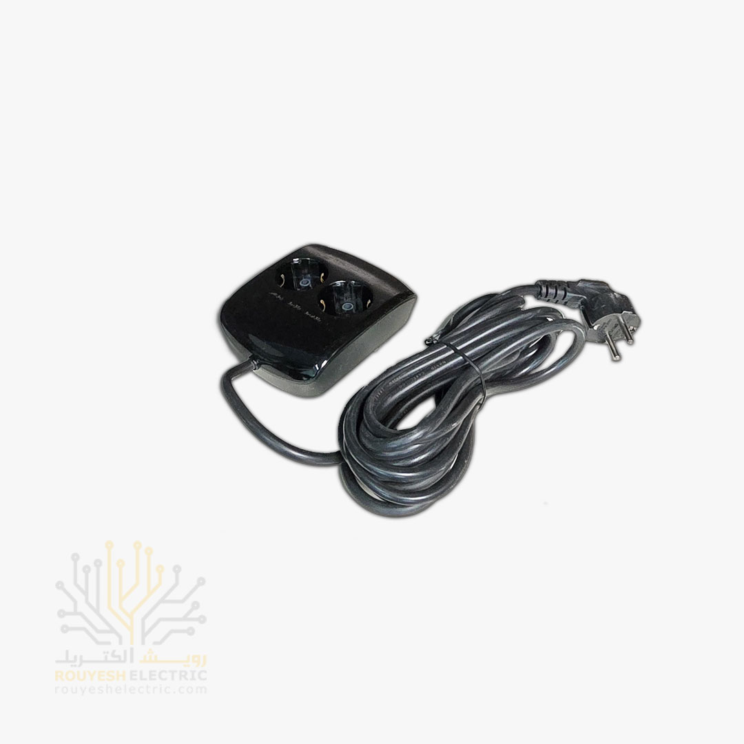 محافظ برق یخچال سیار دو خانه برند فروزش مدل LT200D لوتوس استاندارد ارتدار بدون کلید بدنه مشکی دیجیتال 4/8 متری