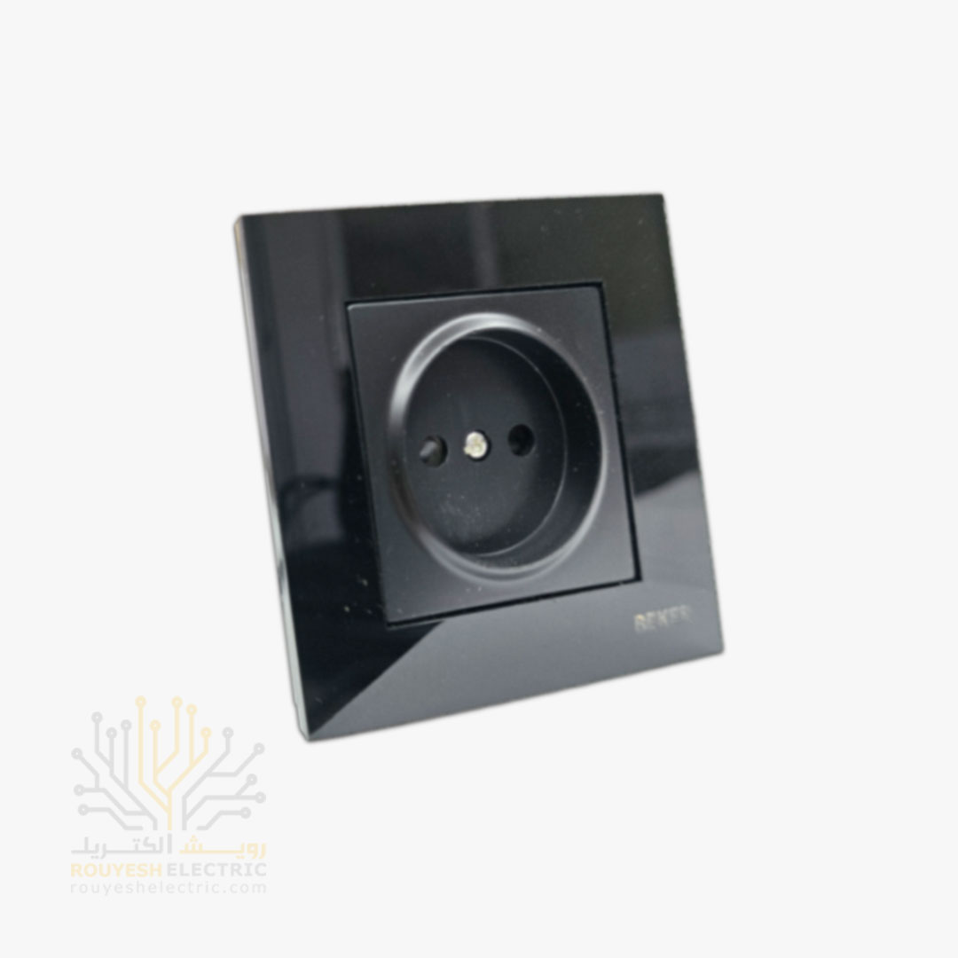 پریز برق ساده توکار برند بکر با مغزی سرامیکی مدل گلس مشکی