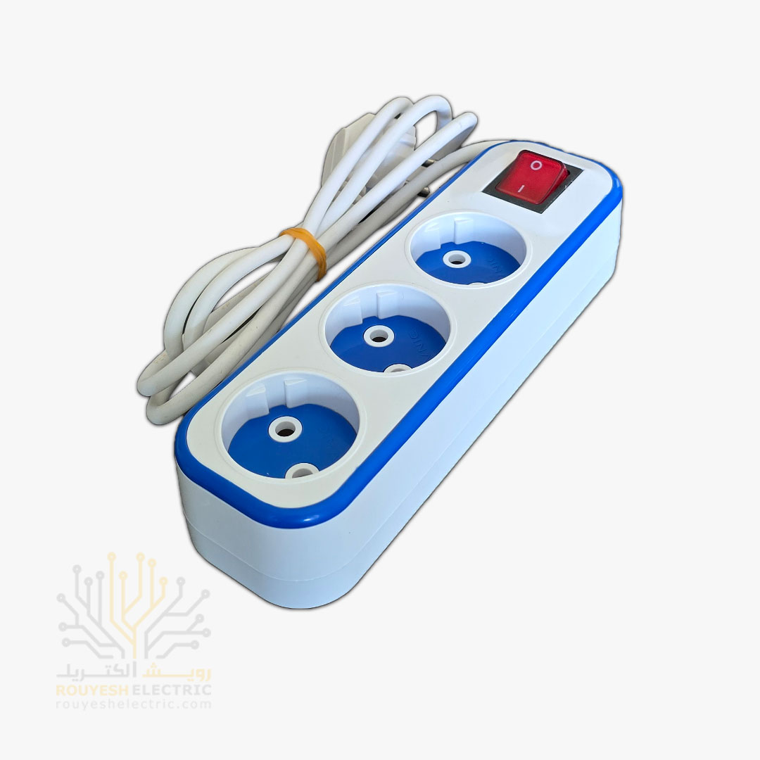 سه راهی برق سیار برند دینا بدنه سفید کابل مس 1/8 متری