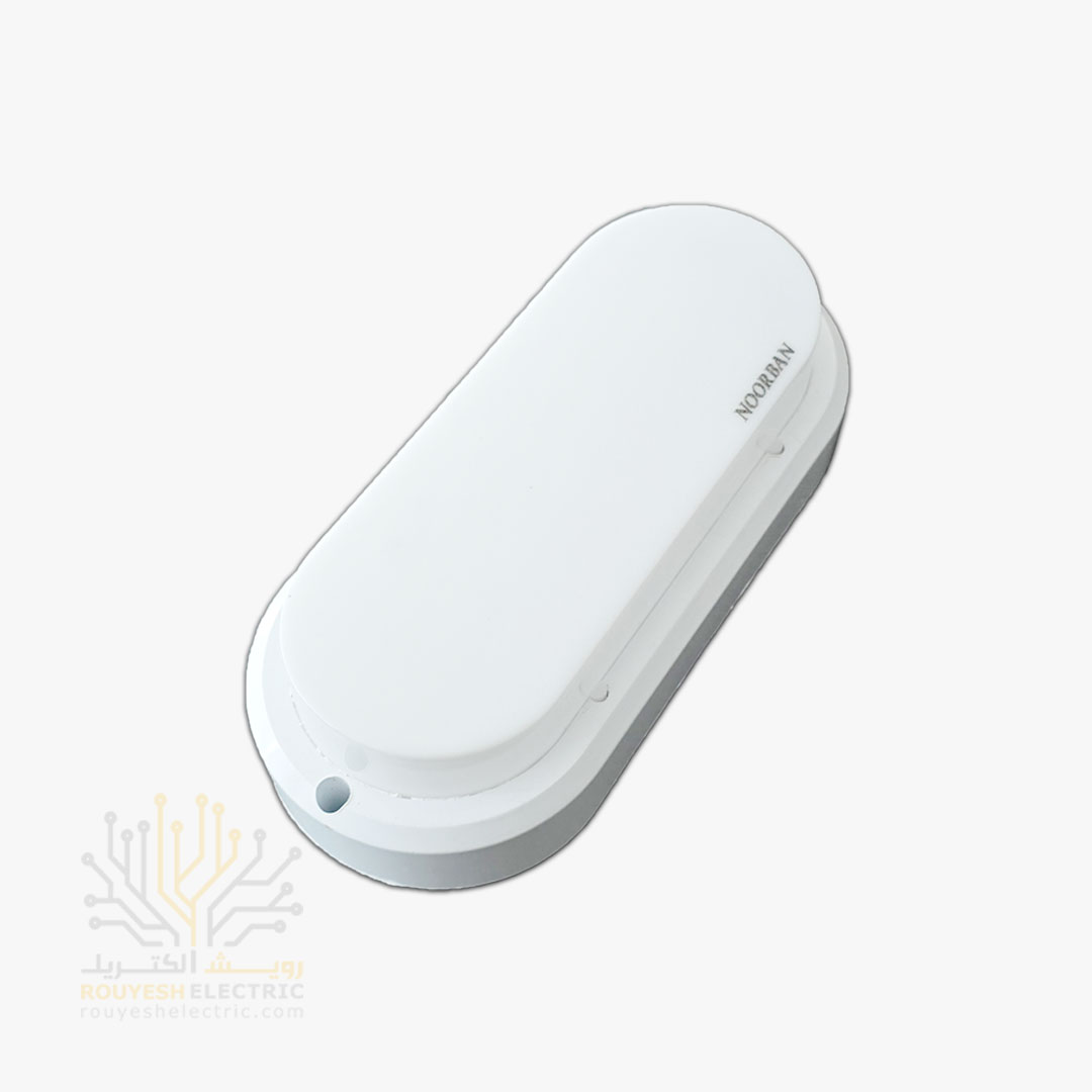 چراغ دیواری ال ای دی 18 وات برند نوربان مدل بیضی ضد آب IP65 مهتابی